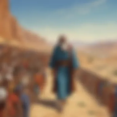 Exodus Journey: Moses Leading the Israelites Illustration of Moses leading the Israelites through the desert