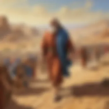 Guiding the Israelites Through the Desert Artistic representation of Moses leading the Israelites through the desert