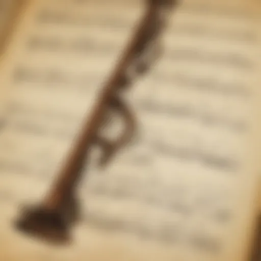 Illustration depicting a musical staff with various notes