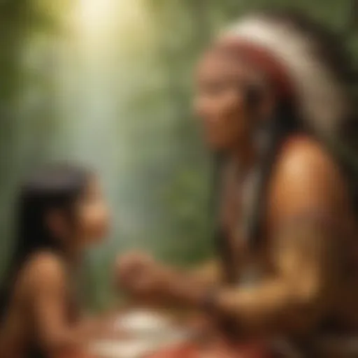 Illustration of Native American child storytelling