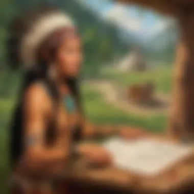 Interactive Learning Adventure Illustration of Native American educational game play