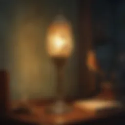 Glowing Nightingale Lamp in Dim Room