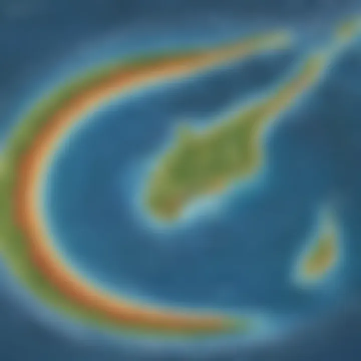 Illustration showing the relationship between ocean currents and weather patterns