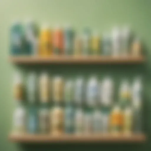 Eco-friendly cleaning products neatly organized on a shelf