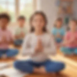 Elementary student engaged in a mindful breathing exercise
