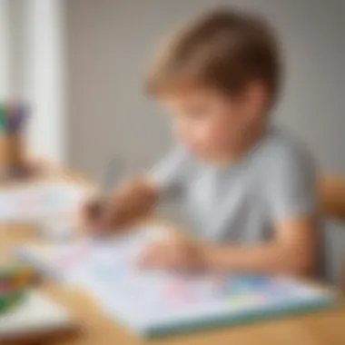 Child creating reading calendar with colorful markers