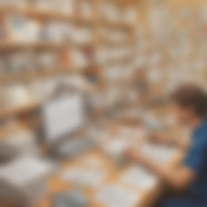Artistic depiction showcasing organized work processes with work cards