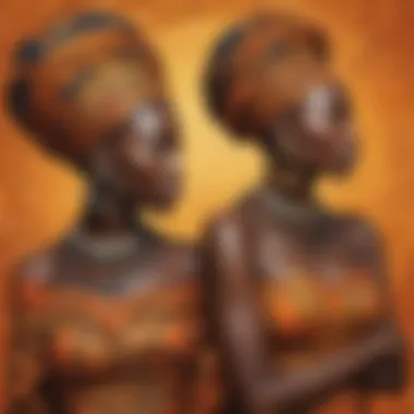 Modern Interpretation of African Themes on Canvas Modern African Themed Painted Canvas