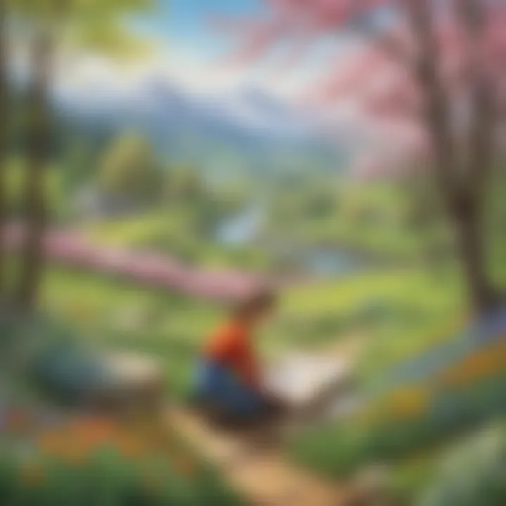 Young artists painting vibrant spring landscapes