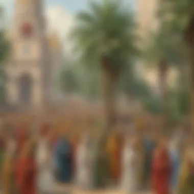 Majestic Palm Sunday Procession Palm Sunday Procession Illustration