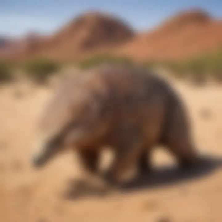 Pangolin blending into arid desert backdrop