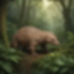 Pangolin in lush rainforest habitat