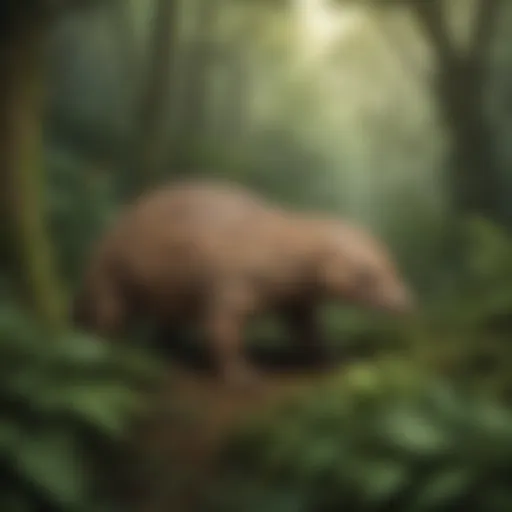Pangolin in lush rainforest habitat