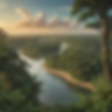 Majestic Amazon River Landscape Panoramic view of the Amazon River winding through the rainforest