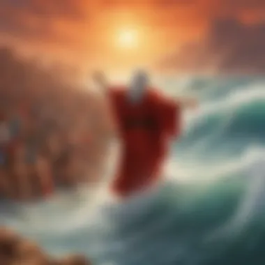 Depiction of Moses parting the Red Sea