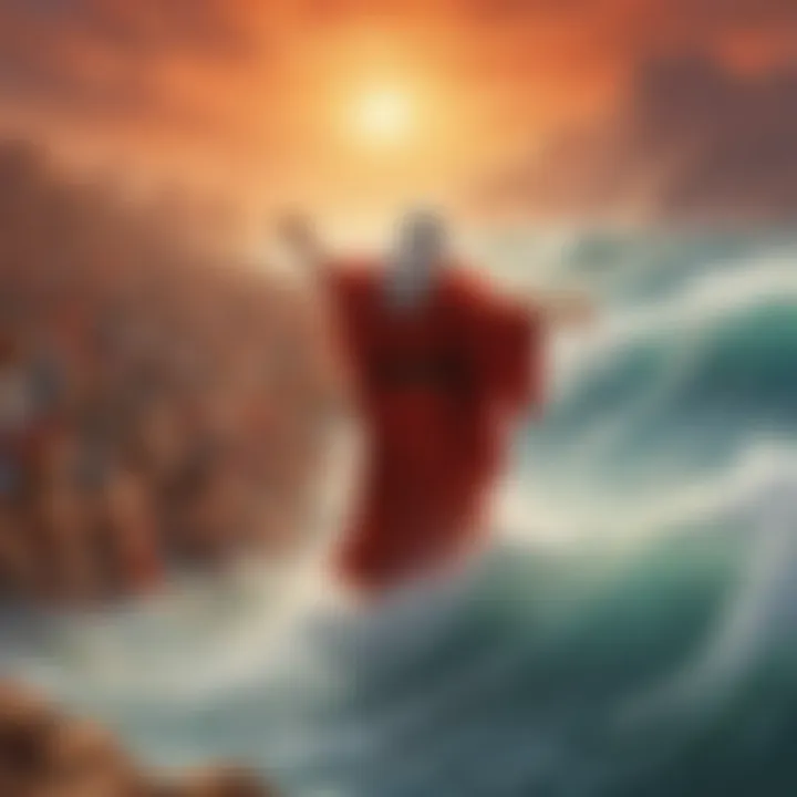 Depiction of Moses parting the Red Sea