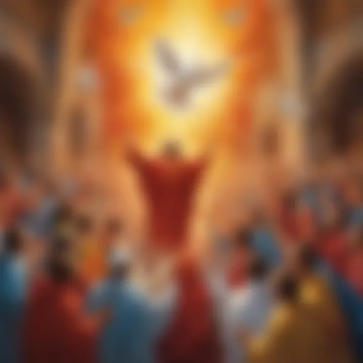 Illustration representing the outpouring of the Holy Spirit at Pentecost