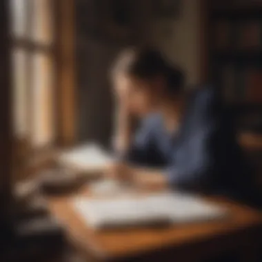 Contemplative Reflection A person deep in thought while writing in a diary