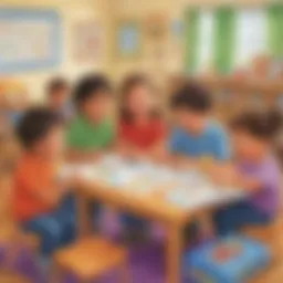 Illustration depicting colorful phonics activities