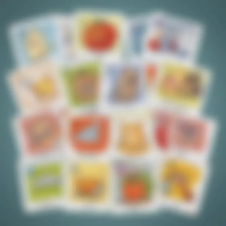 Illustration of phonics cards with CVC words for kindergarten