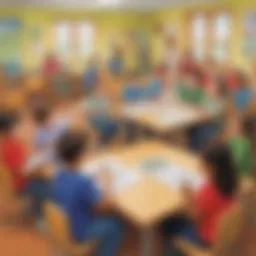 A vibrant classroom setting with children engaged in phonics activities.