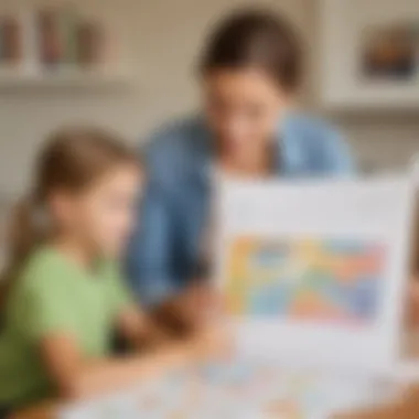 Parent-Child Discussion A parent discussing progress with a child using a chart
