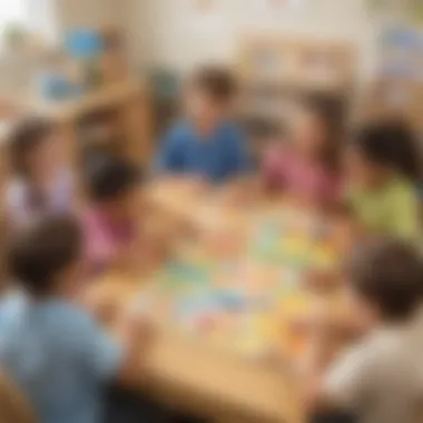 Children playing a phonics-based game in a classroom