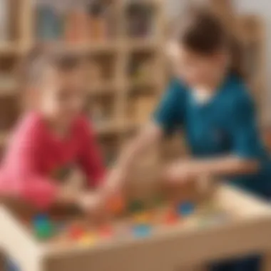 Caregivers and educators utilizing sensory bins for developmental activities