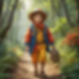 Preschool child in vibrant attire exploring nature