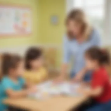 Enhancing Language Development Through Visual Stimuli Preschool classroom with visual aids for open-ended questioning