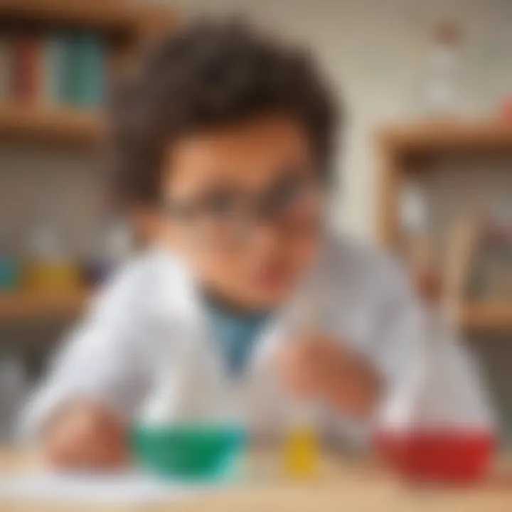 Preschooler Curiously Investigating Science Experiment