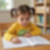 Young child engaged in phonics worksheet activity