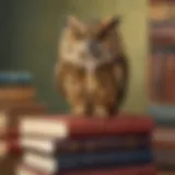 Illustration of a scholarly owl perched on a stack of books