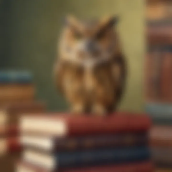 Illustration of a scholarly owl perched on a stack of books