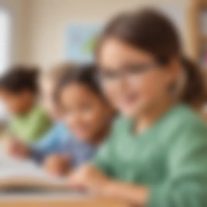 Children happily reading easy readers in a classroom