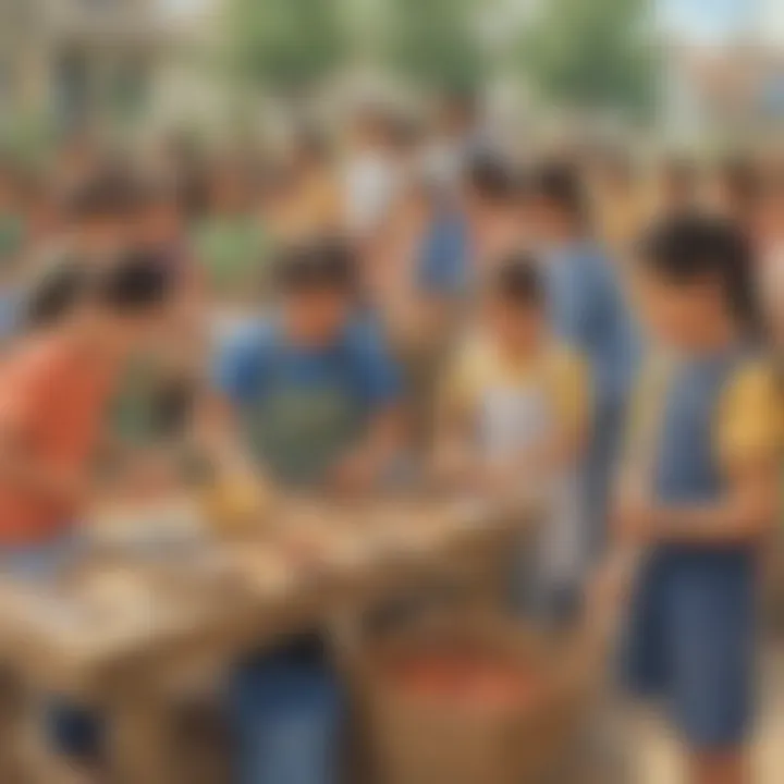 Children participating in a community service project