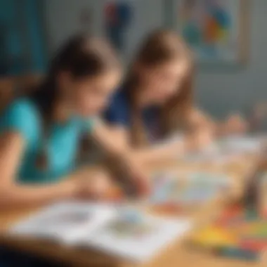 Kids working on a collaborative art project