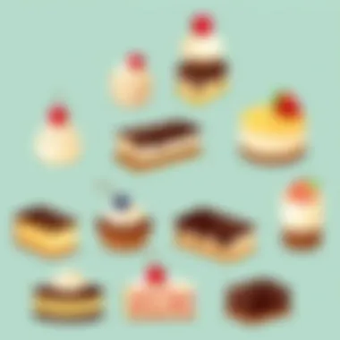 A selection of bite-sized desserts artfully displayed.