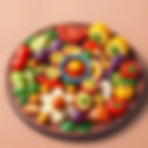 A vibrant spread of colorful appetizers on a wooden platter.