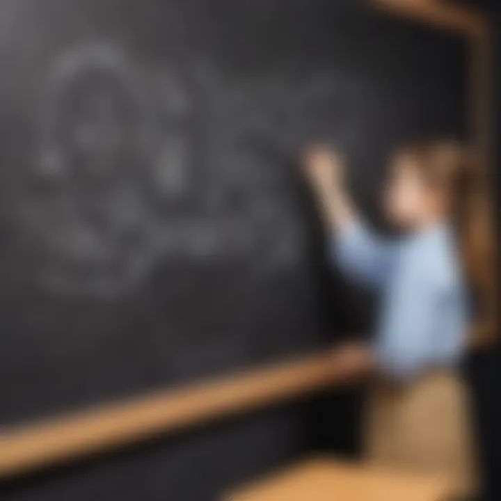 Child's hand drawing on a chalkboard