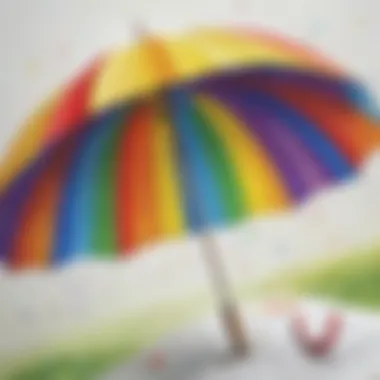 Rainbow umbrella connect the dots