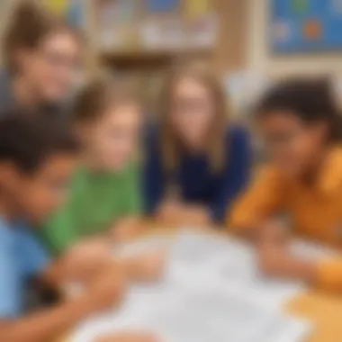 Students summarizing key points after a collaborative reading exercise