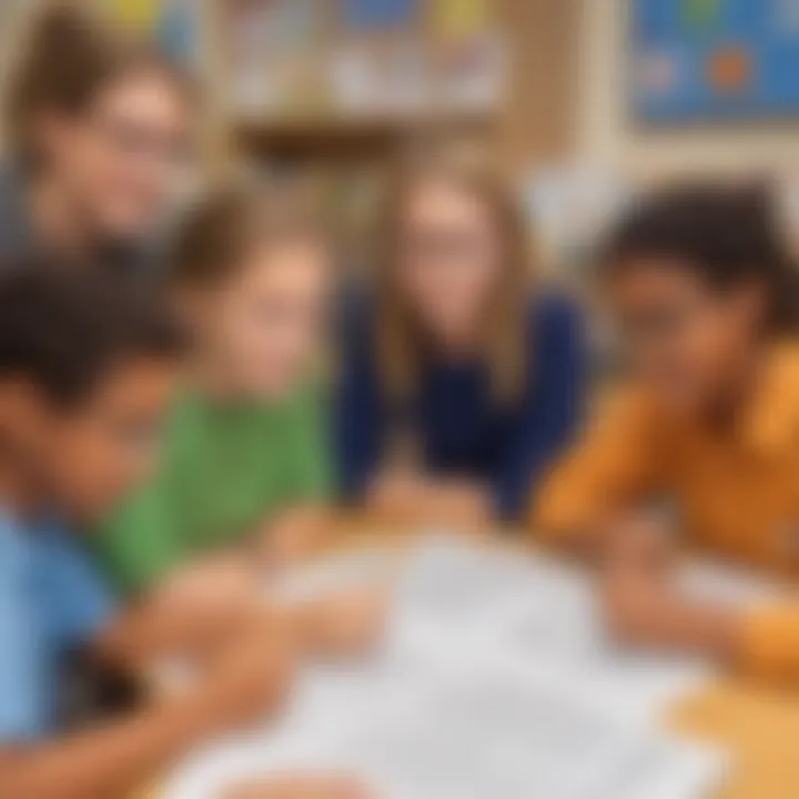 Students summarizing key points after a collaborative reading exercise