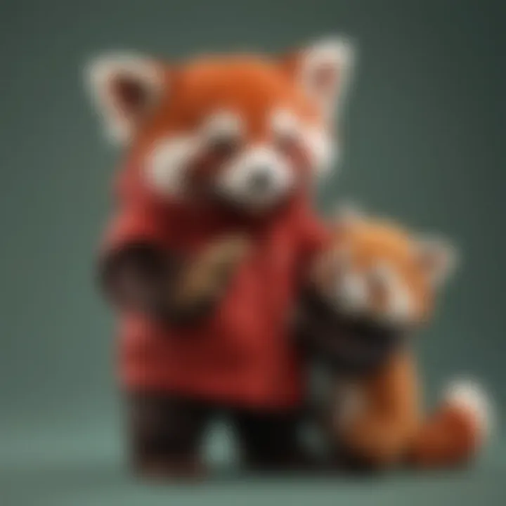 Red Panda Puppet Engaging with Child in Playful Interaction