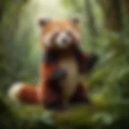 Captivating Red Panda Puppet in Forest Setting