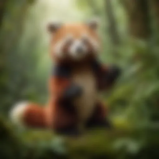 Captivating Red Panda Puppet in Forest Setting
