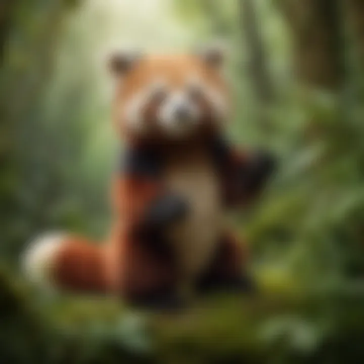 Captivating Red Panda Puppet in Forest Setting
