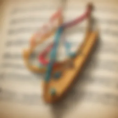Illustration demonstrating the relationship between music notes and pitch