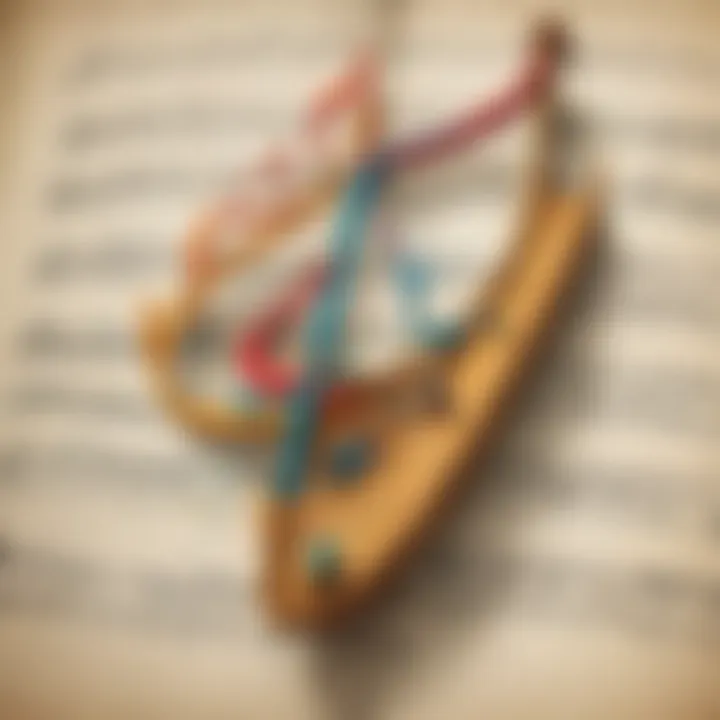 Illustration demonstrating the relationship between music notes and pitch