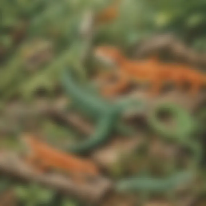 Visual representation of various reptiles and their behaviors
